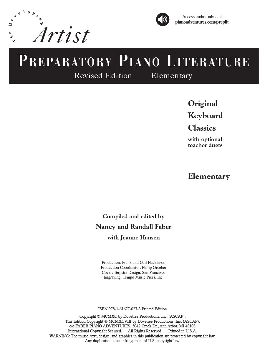 Preparatory Piano Literature