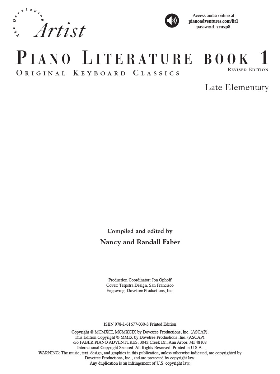 Piano Literature Book 1