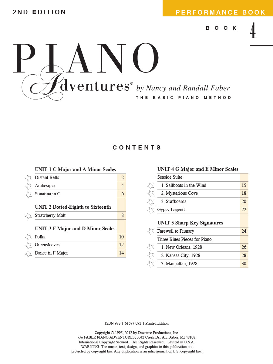 Piano Adventures® Level 4 Performance Book – 2nd Edition