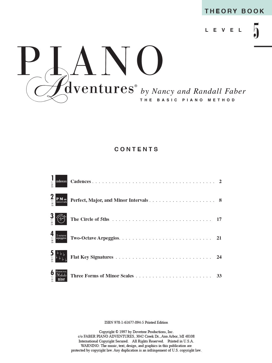 Piano Adventures® Level 5 Theory Book