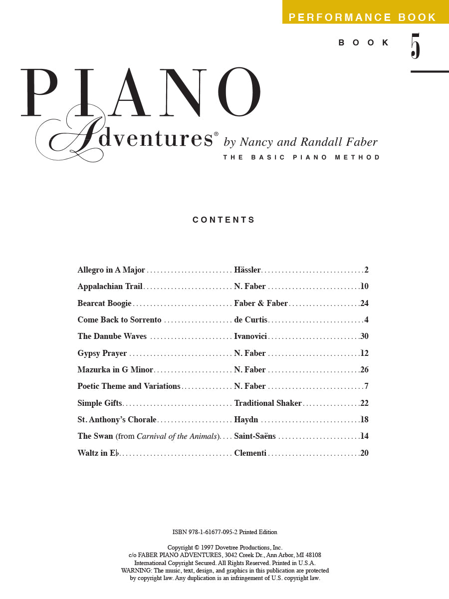 Piano Adventures® Level 5 Performance Book