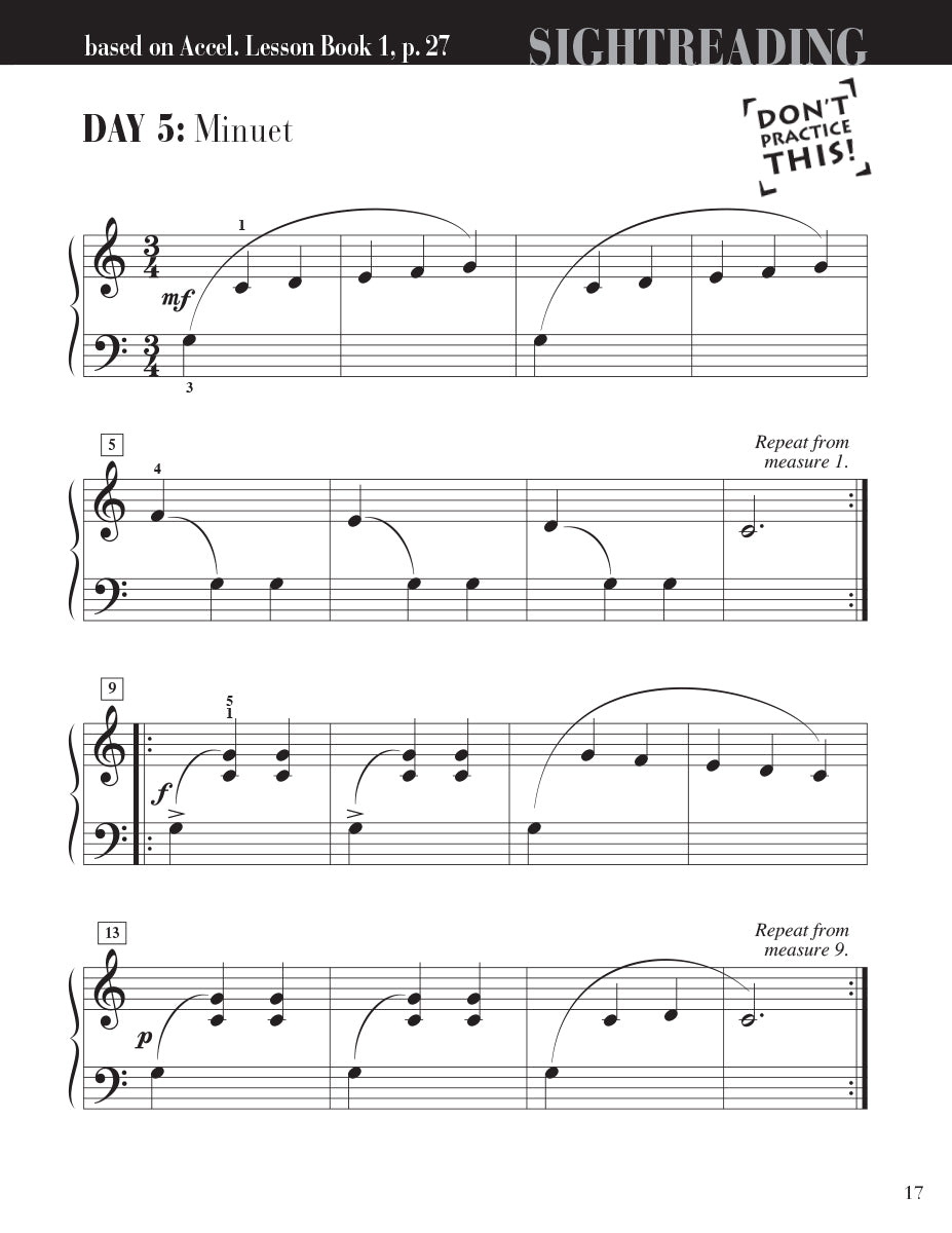 Accelerated Piano Adventures Sightreading Book 1