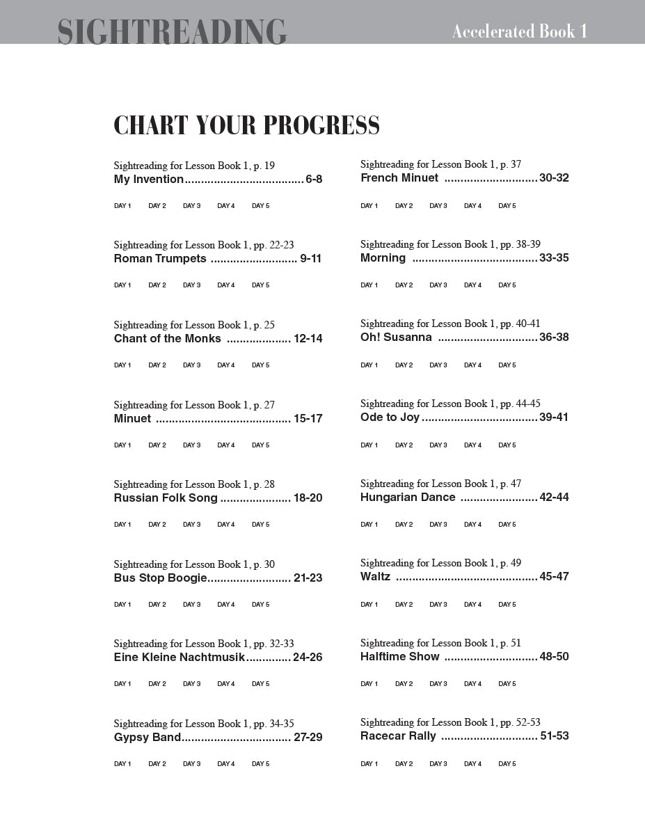 Accelerated Piano Adventures Sightreading Book 1