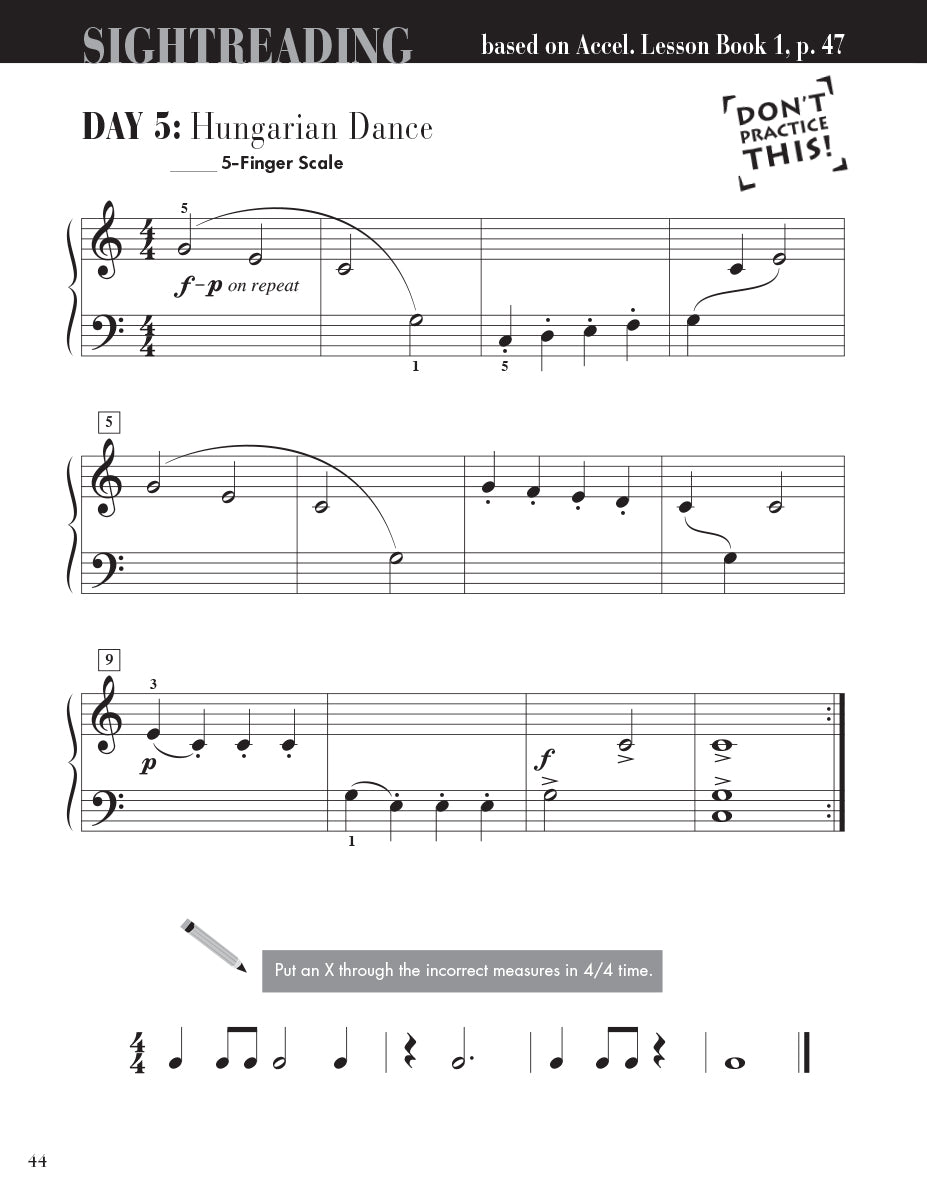 Accelerated Piano Adventures Sightreading Book 1