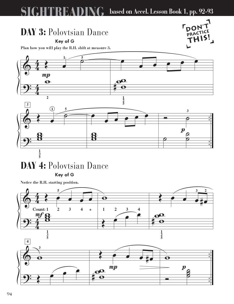 Accelerated Piano Adventures Sightreading Book 1