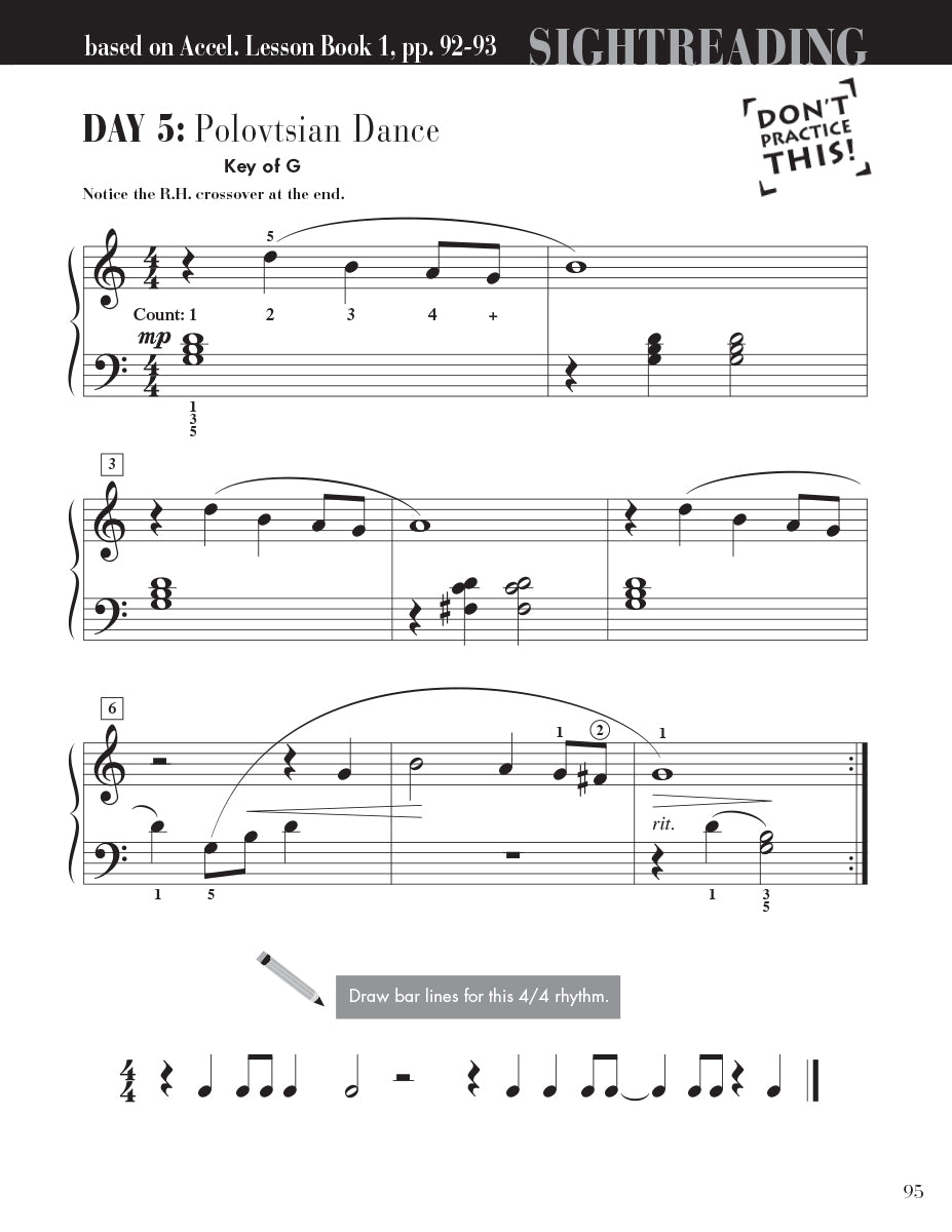 Accelerated Piano Adventures Sightreading Book 1