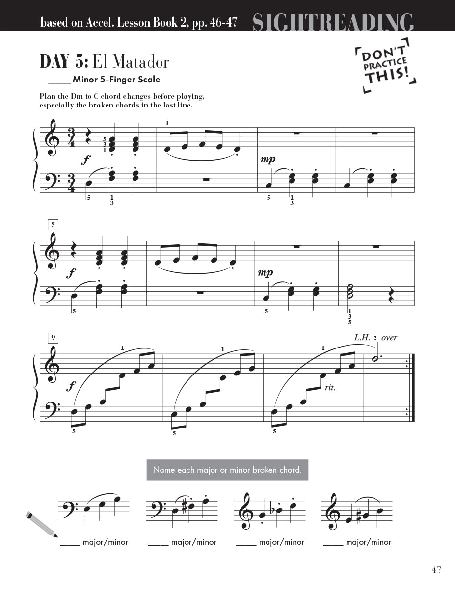 Accelerated Piano Adventures Sightreading Book 2