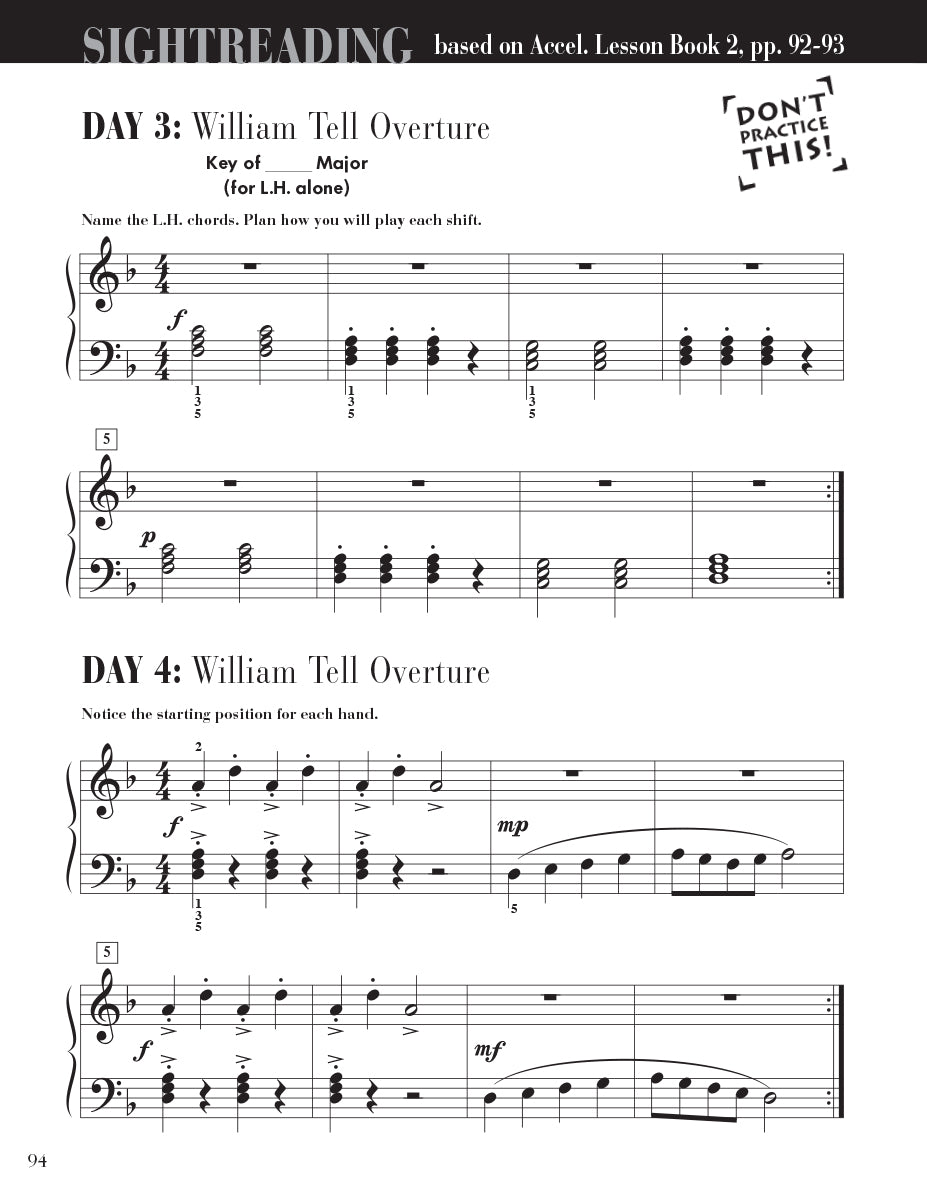 Accelerated Piano Adventures Sightreading Book 2