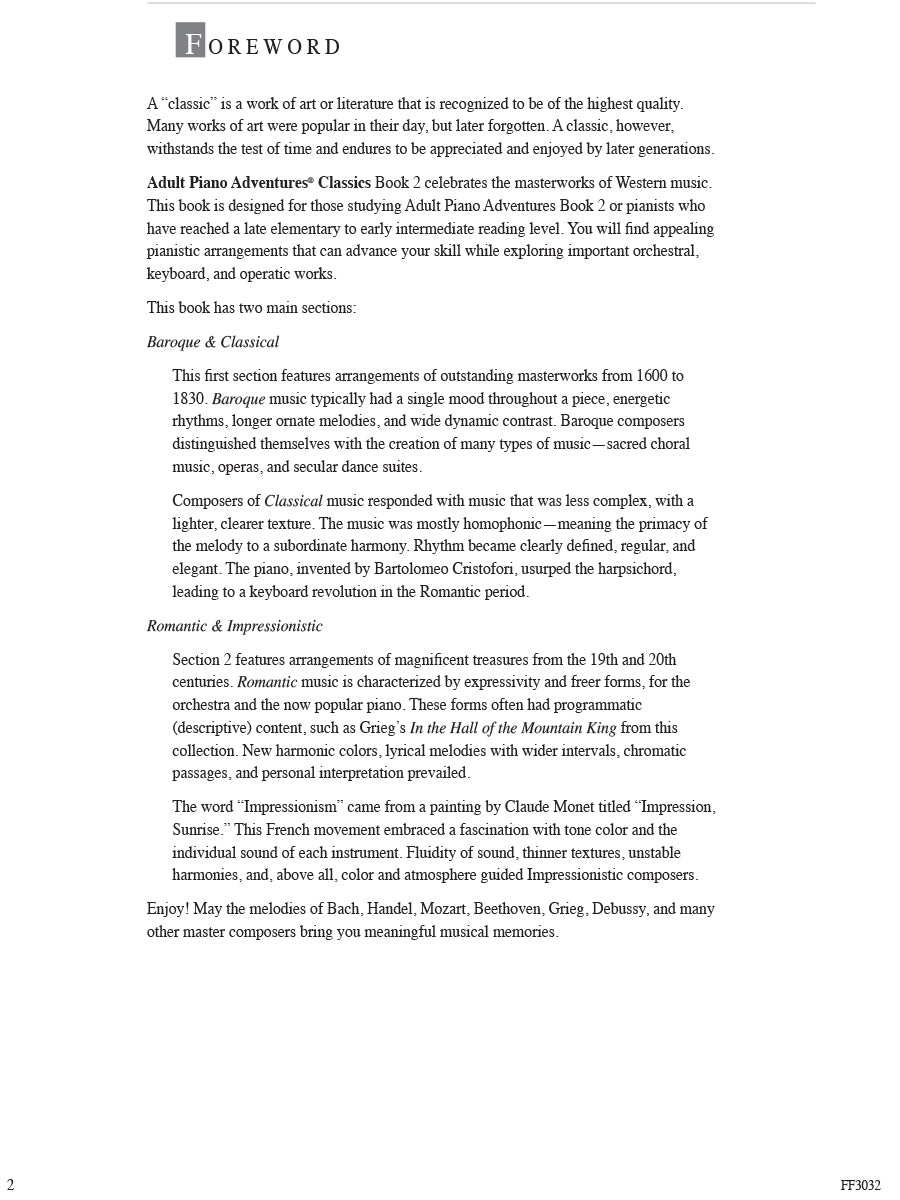 Adult Piano Adventures Classics Book 2