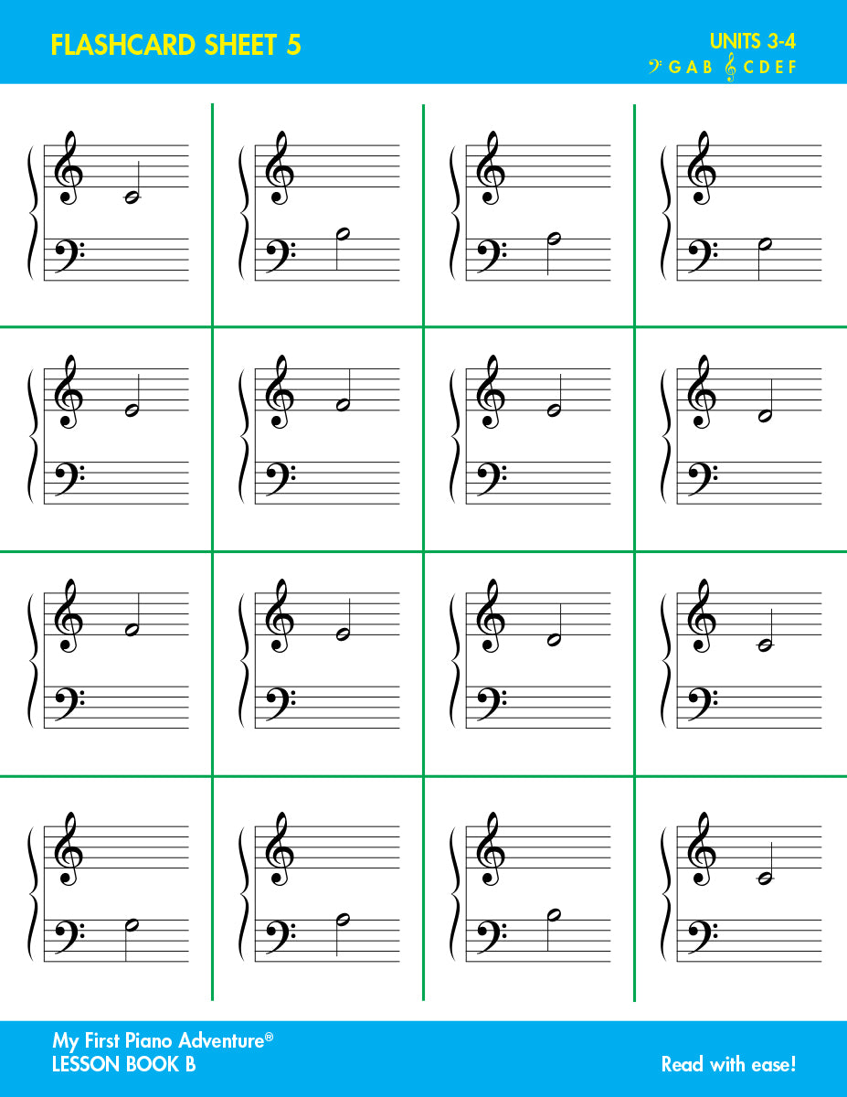 My First Piano Adventure Flashcard Sheets