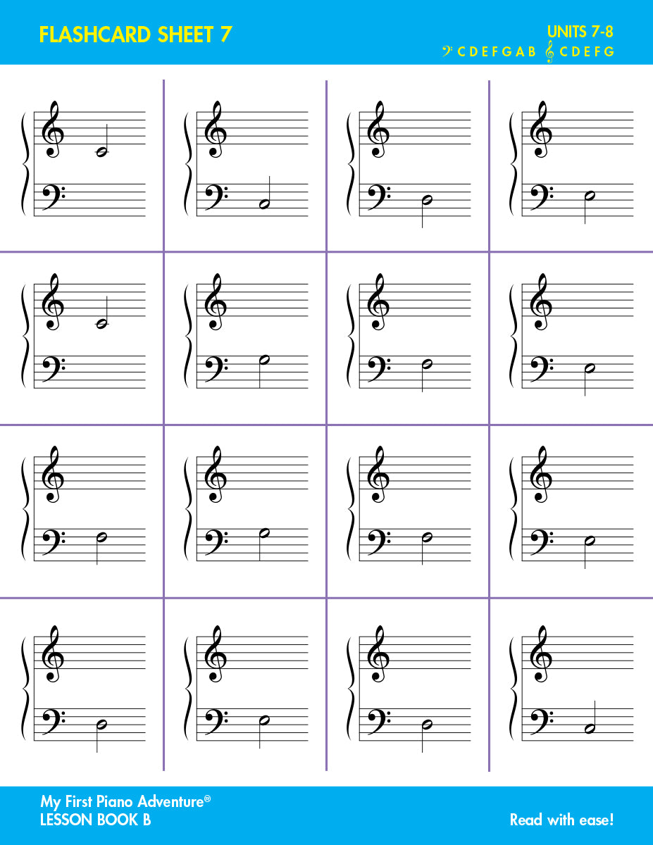 My First Piano Adventure Flashcard Sheets