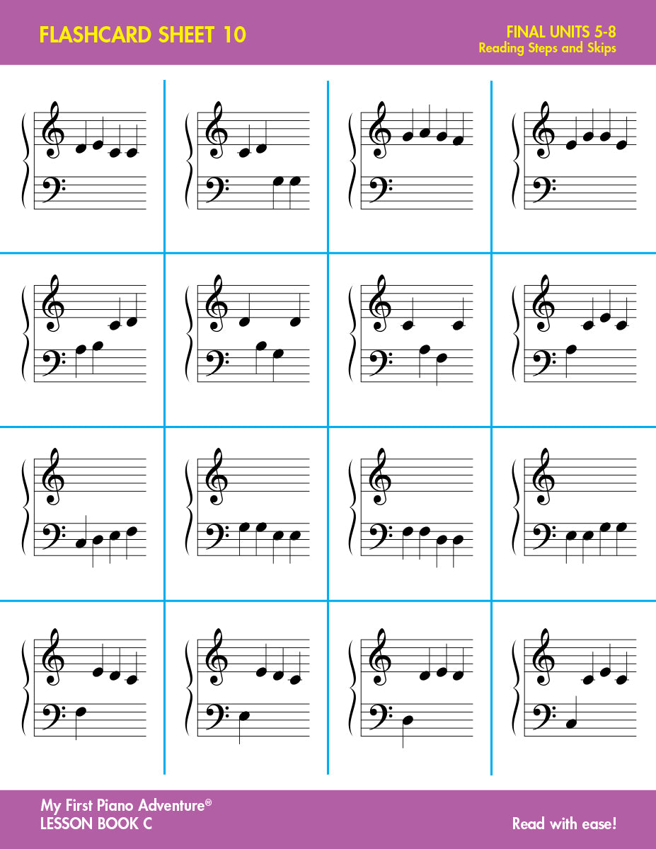My First Piano Adventure Flashcard Sheets