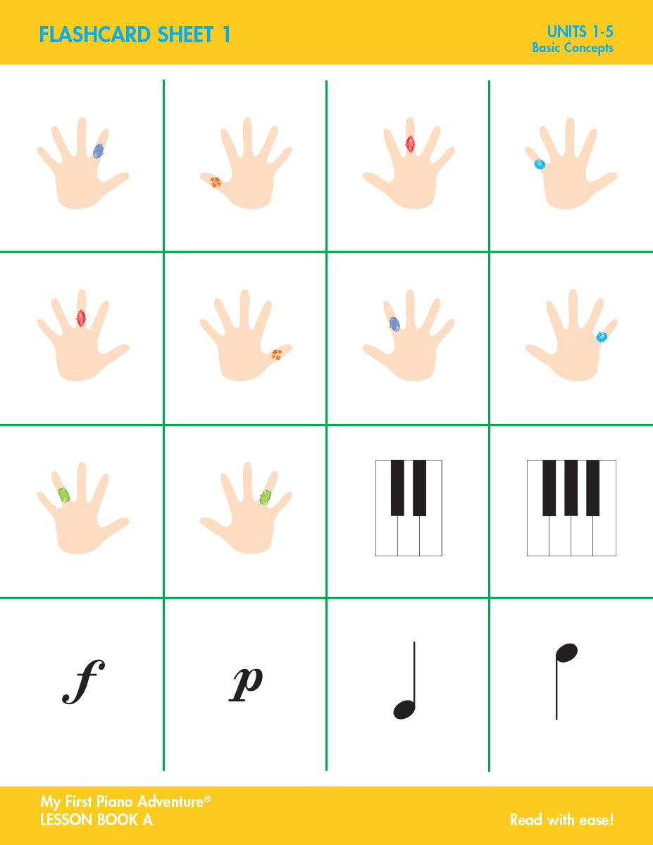My First Piano Adventure Flashcard Sheets