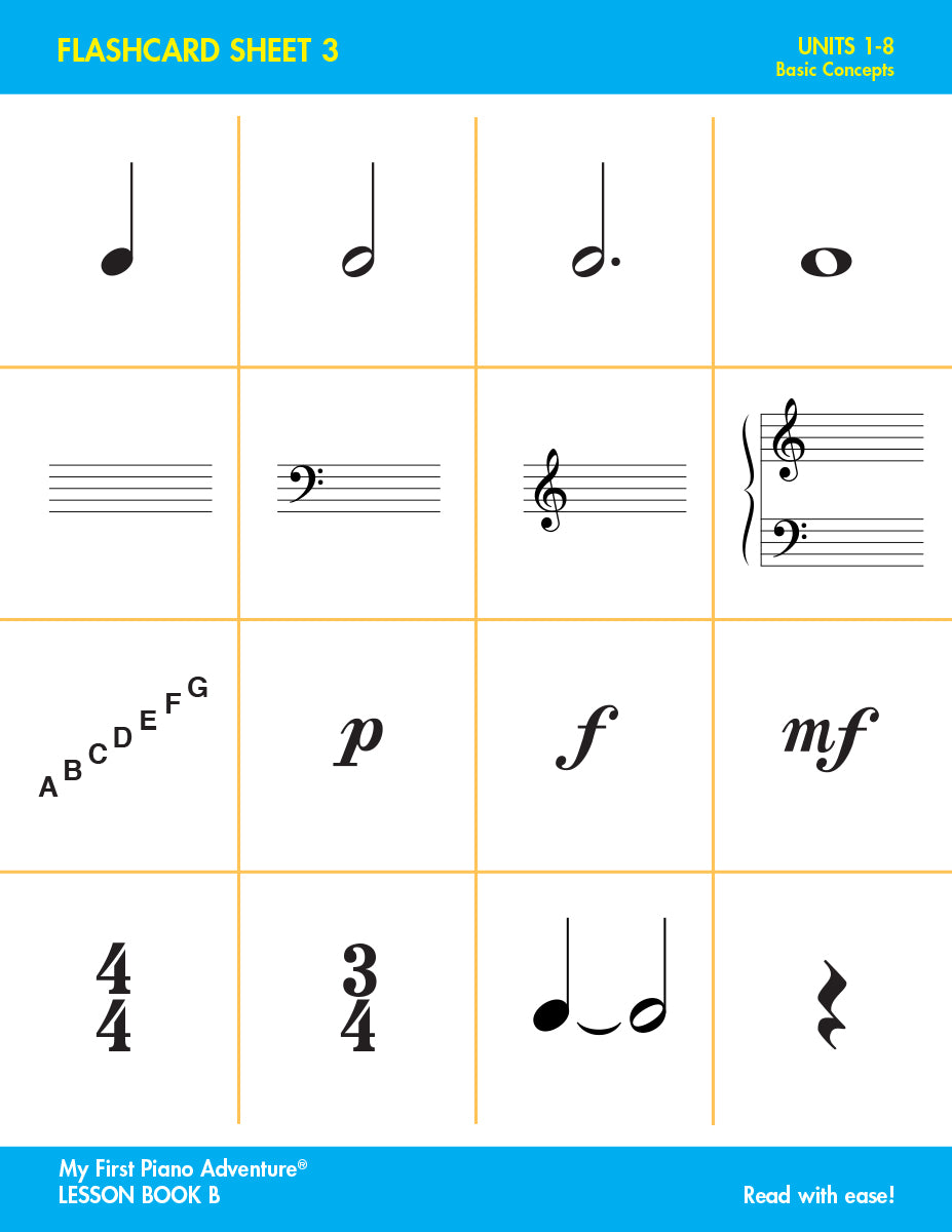 My First Piano Adventure Flashcard Sheets