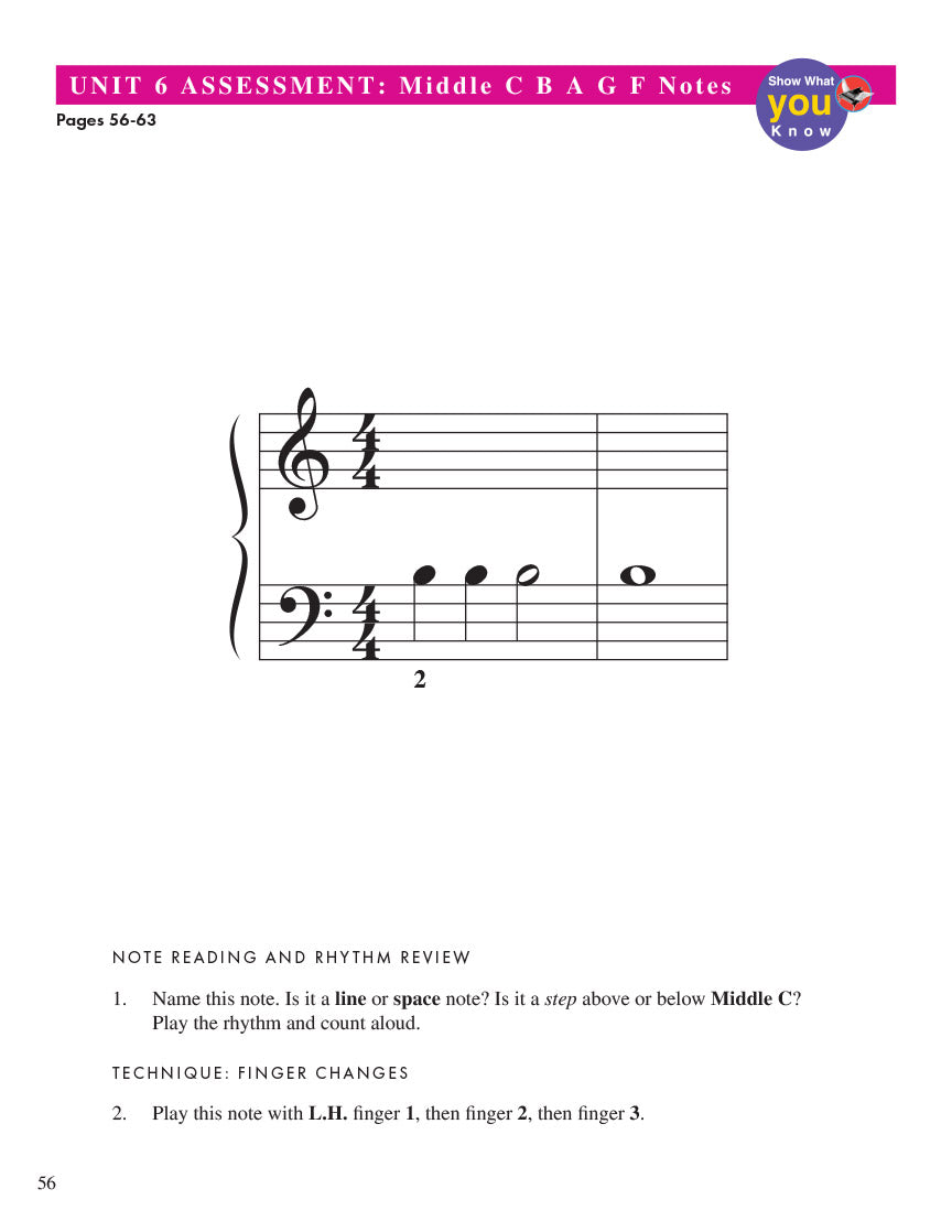 Piano Adventures® Primer Level Unit Assessments