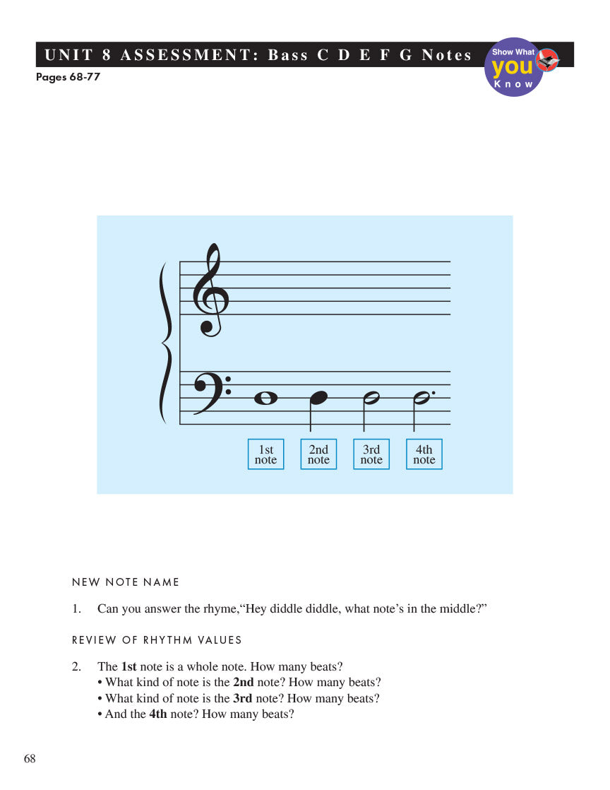 Piano Adventures® Primer Level Unit Assessments