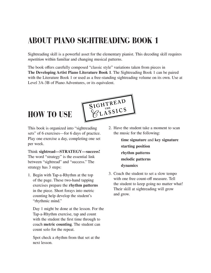 The Developing Artist Sightreading Book 1